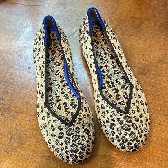 Rothy’s round toe flat ballerina slip on mini cheetah brown tan women’s 7.5 - Picture 1 of 10